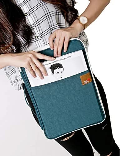 El-fmly Travel Document Organizer A4 Document Holder Zipper Portfolio Portable Folder for Office Business, Dark Green | Water-Resistant thumbnail 7