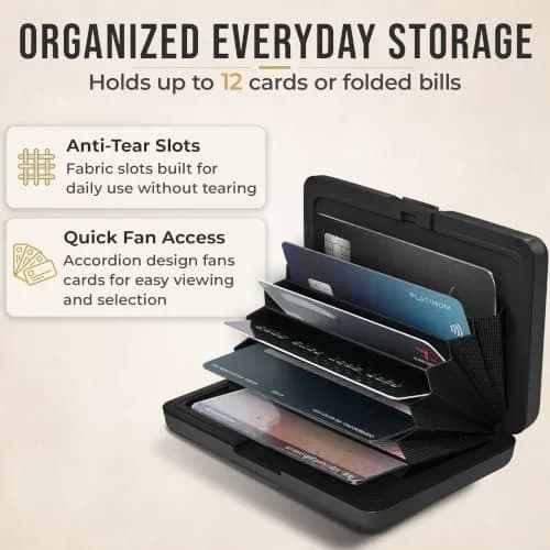 TopMost Aluminum Credit Card Holder RFID Blocking Wallet 12 Cards | Slim Minimalist Design thumbnail 4