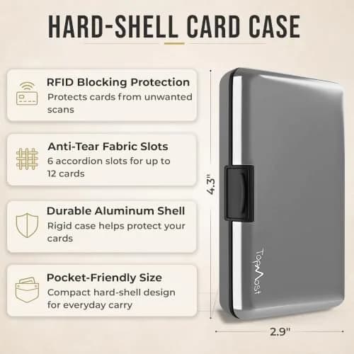 TopMost Aluminum Credit Card Holder, RFID Blocking Wallet for Women & Men - Silver | Holds 12 Cards thumbnail 2
