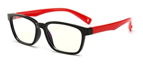 FOURCHEN Anti Blue Light Glasses for Kids Computer Glasses,UV Protection Anti Glare Eyeglasses, Video Gaming Glasses (Black-red) | Protect Eyes thumbnail 1