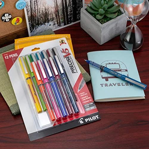 PILOT Precise V5 Stick Pens, Extra Fine Point 0.5mm, Assorted Inks, 12-Pack | Smooth Writing Liquid Ink Rollerball Pens thumbnail 5