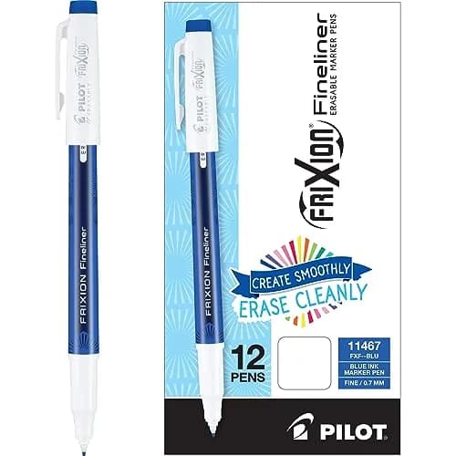 PILOT FriXion Erasable Pens, Fine Point 0.7mm, Blue Ink, 12-Pack | Smooth Ink Flow thumbnail 1