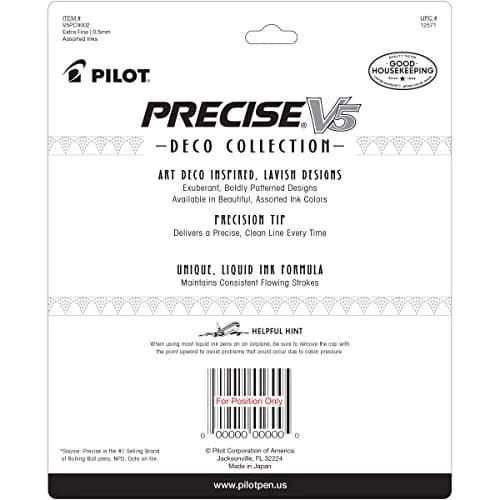 PILOT Precise V5 Liquid Ink Rollerball Pens 0.5 mm | Art Deco Collection, Extra Fine Point, Assorted Colors, Pack of 9 thumbnail 2