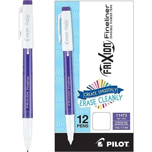 PILOT FriXion Fineliner Erasable Marker Pens, Fine Point, Purple Ink, 12-Pack (0.60mm Line) | Erasable Ink for Clean Documents thumbnail 1