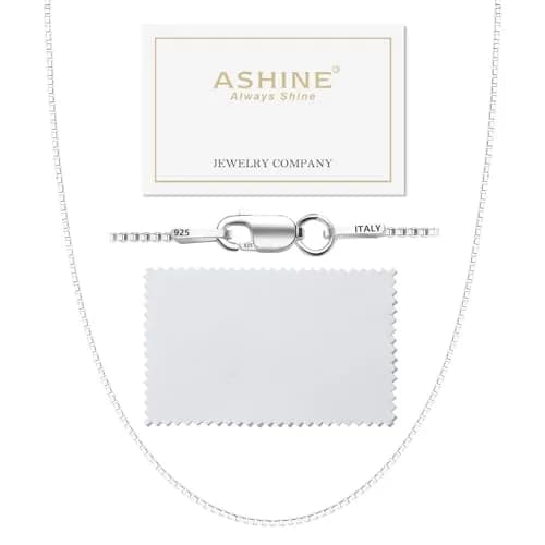 ASHINE Silver Necklace Chain 17 inch | Sturdy 0.8mm Lobster Clasp, Minimalist & Durable thumbnail 1