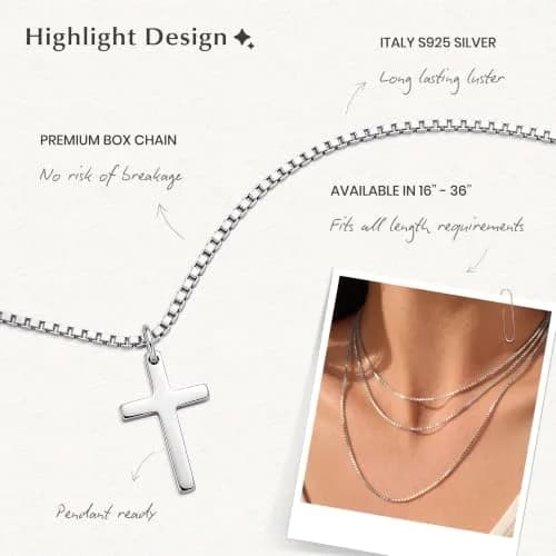 ASHINE Silver Necklace Chain 17 inch | Sturdy 0.8mm Lobster Clasp, Minimalist & Durable thumbnail 5