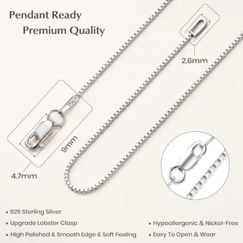 ASHINE Silver Necklace Chain 17 inch | Sturdy 0.8mm Lobster Clasp, Minimalist & Durable thumbnail 3