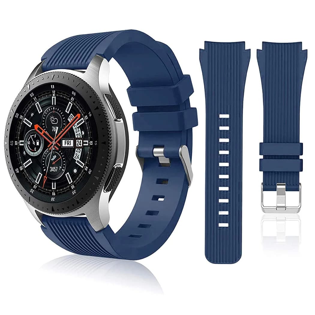 HSWAI 22mm Silicone Watch Band for Samsung Galaxy Watch 3 45mm/46mm, Gear S3 Classic/Frontier, Navy | Water Resistant Sports Strap — 03#navy