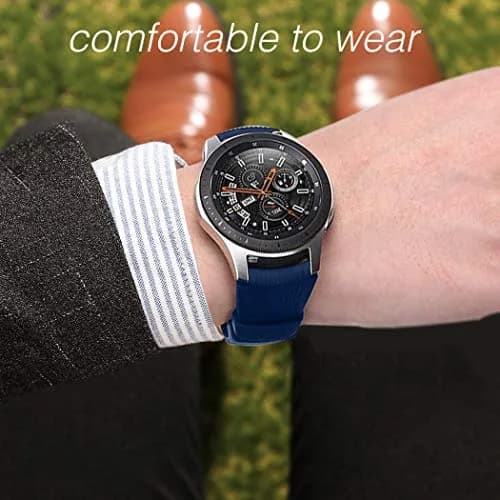 HSWAI 22mm Silicone Watch Band for Samsung Galaxy Watch 3 45mm/46mm, Gear S3 Classic/Frontier, Navy | Water Resistant Sports Strap thumbnail 6