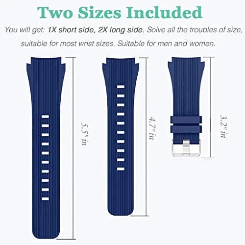 HSWAI 22mm Silicone Watch Band for Samsung Galaxy Watch 3 45mm/46mm, Gear S3 Classic/Frontier, Navy | Water Resistant Sports Strap thumbnail 2
