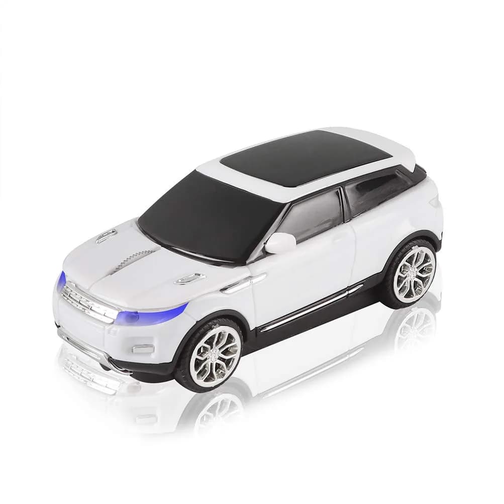 Sunffice Wireless Car Mouse 1600 DPI Optical with USB Receiver (White) | 2.4GHz Sport SUV Shape — White