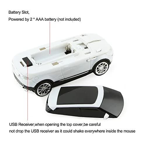 Sunffice Wireless Car Mouse 1600 DPI Optical with USB Receiver (White) | 2.4GHz Sport SUV Shape thumbnail 3