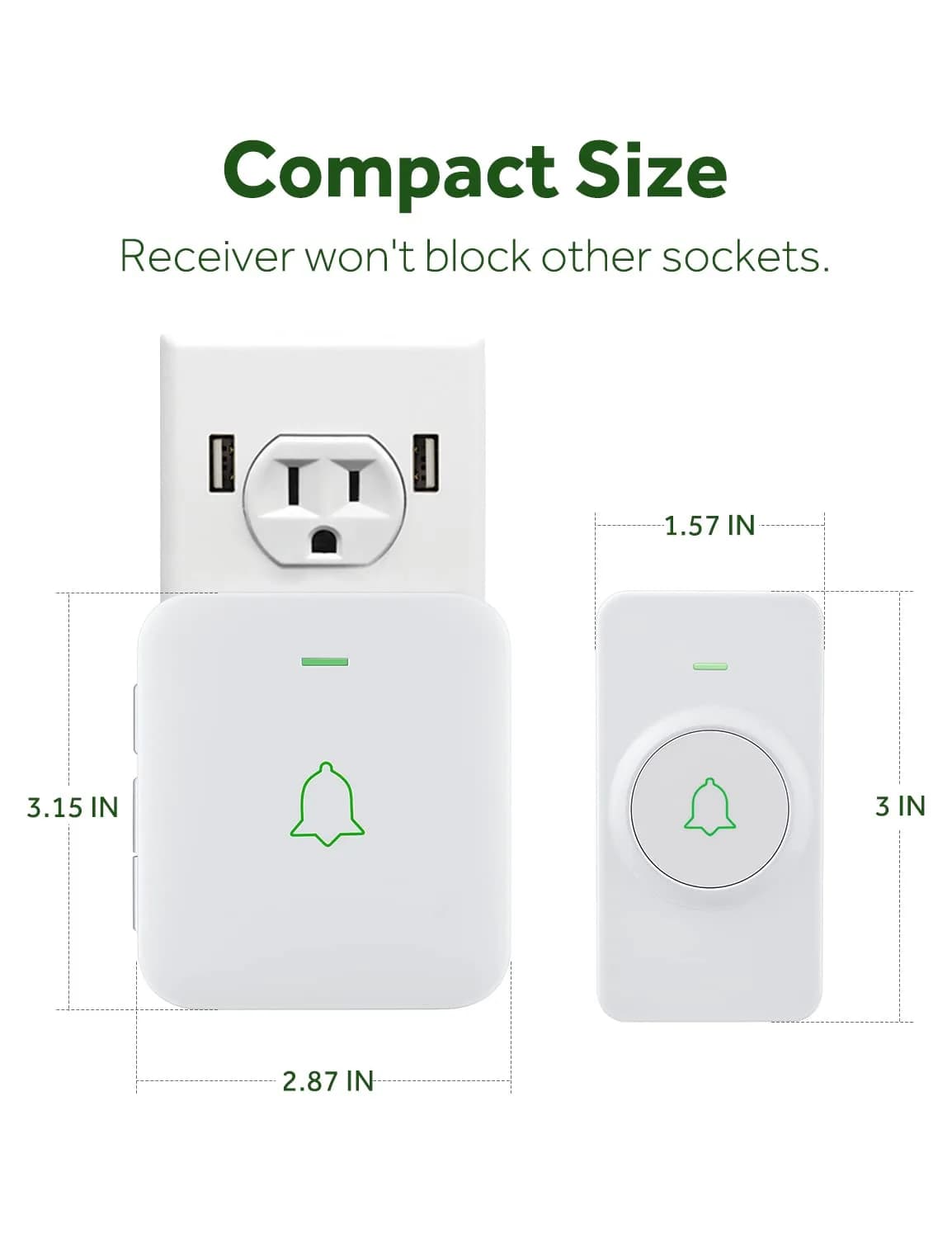 AVANTEK Wireless Doorbell Kit 300m (1000 ft) Range | 2 White Transmitters + 1 Plug-in Receiver - view 5
