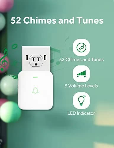 AVANTEK Wireless Doorbell Kit 300m (1000 ft) Range | 2 White Transmitters + 1 Plug-in Receiver thumbnail 2
