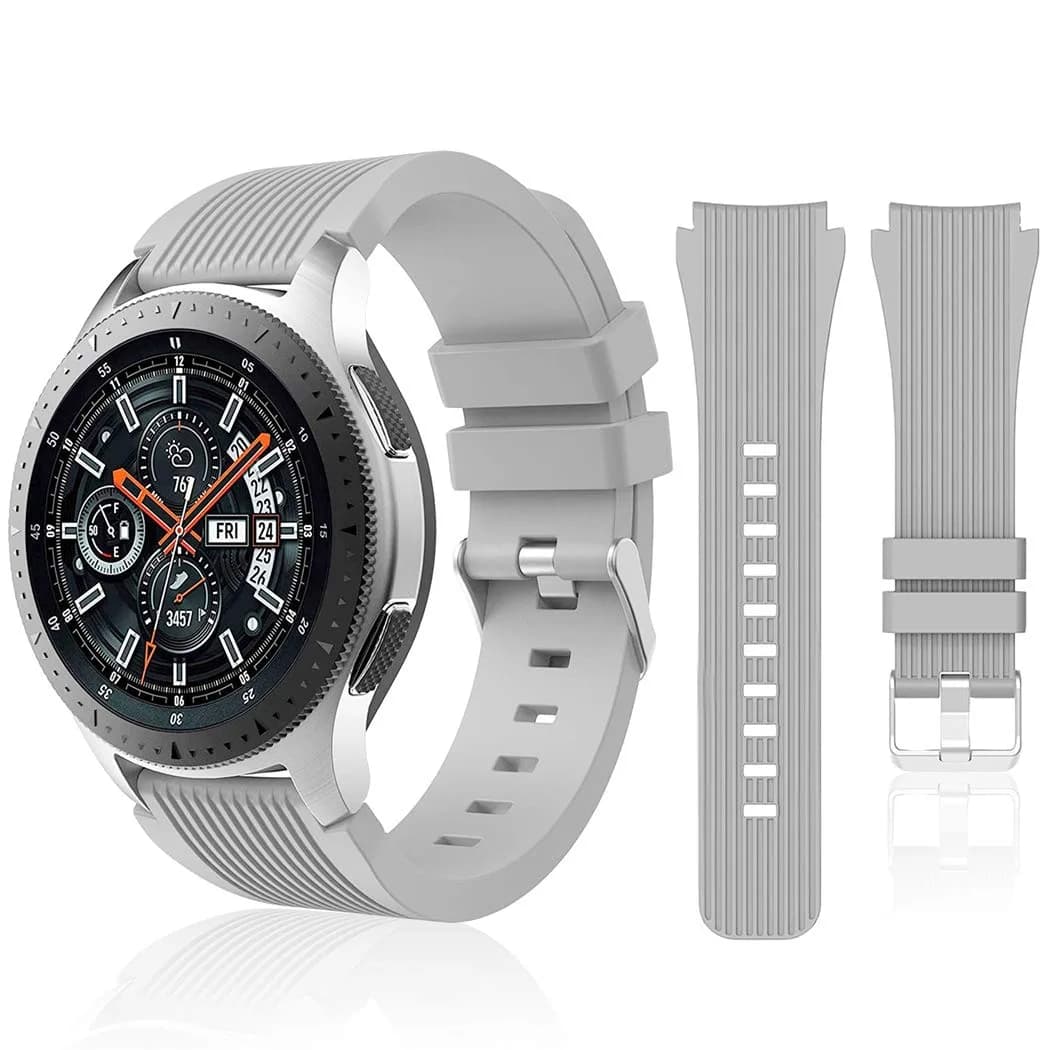 HSWAI Gray Silicone Watch Band for Samsung Galaxy Watch 46mm/Gear S3/Watch 3 45mm (22mm) | Water Resistant Sports Strap - main product image