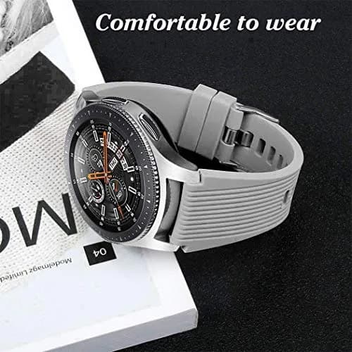 HSWAI Gray Silicone Watch Band for Samsung Galaxy Watch 46mm/Gear S3/Watch 3 45mm (22mm) | Water Resistant Sports Strap thumbnail 5