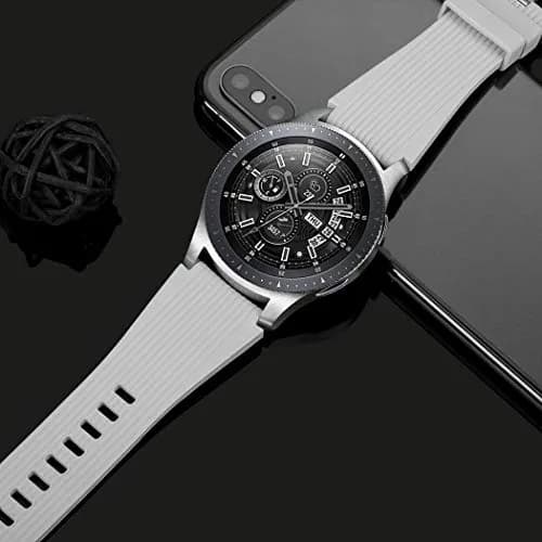 HSWAI Gray Silicone Watch Band for Samsung Galaxy Watch 46mm/Gear S3/Watch 3 45mm (22mm) | Water Resistant Sports Strap thumbnail 6