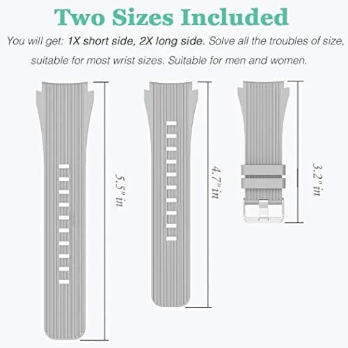 HSWAI Gray Silicone Watch Band for Samsung Galaxy Watch 46mm/Gear S3/Watch 3 45mm (22mm) | Water Resistant Sports Strap thumbnail 2