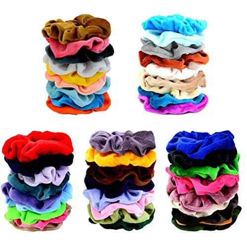 Chloven Velvet Hair Scrunchies 45 Pieces | Colorful, Stretchable & Durable for Women Girls thumbnail 2