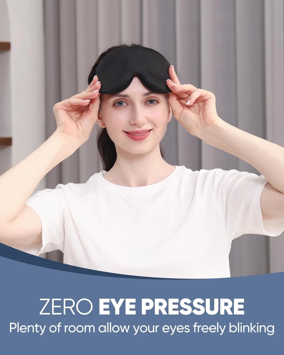 MZOO Luxury Sleep Eye Mask for Side Sleepers - Zero Eye Pressure 3D Blindfold (Black, 1 Count) - view 2