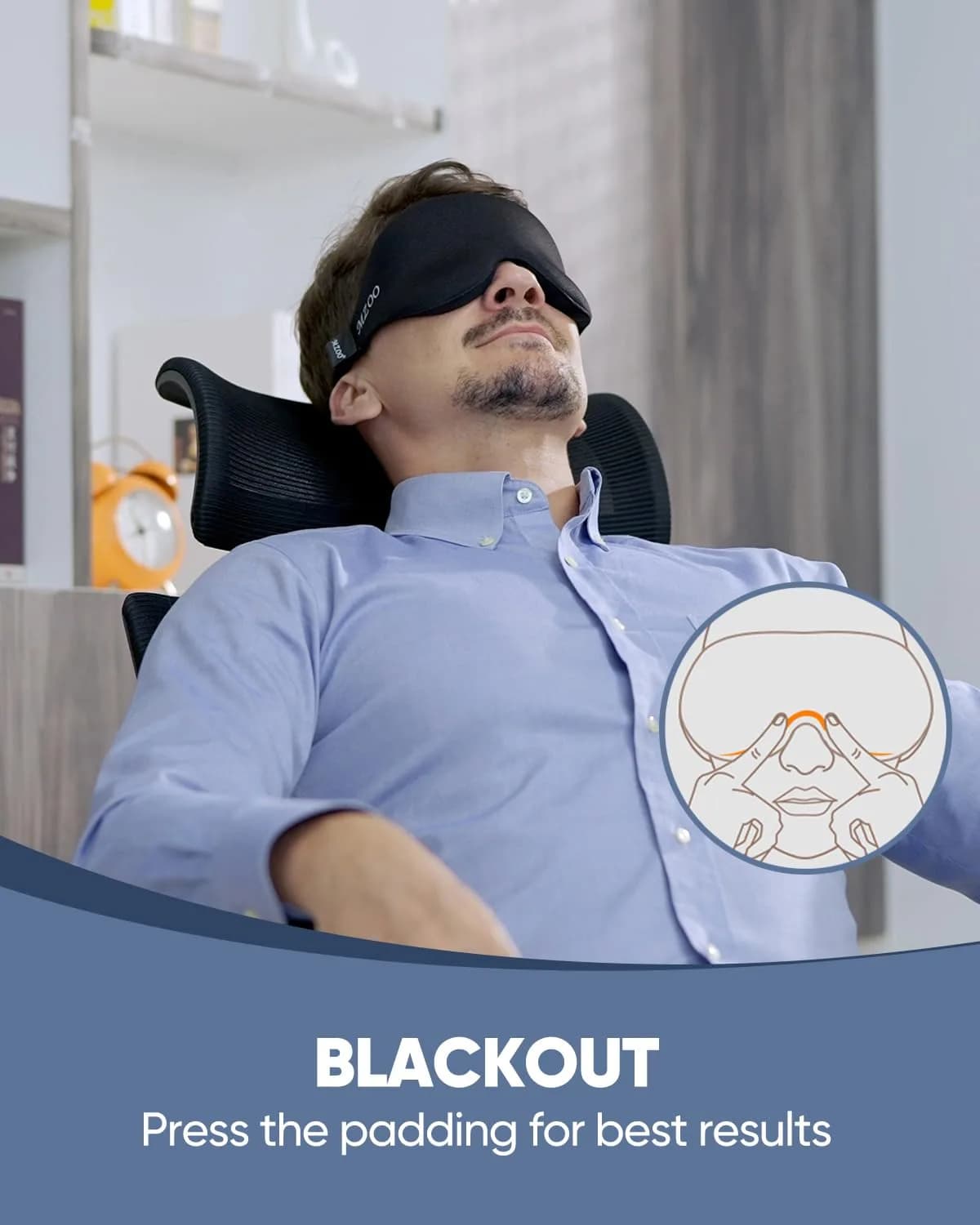 MZOO Luxury Sleep Eye Mask for Side Sleepers - Zero Eye Pressure 3D Blindfold (Black, 1 Count) - view 4