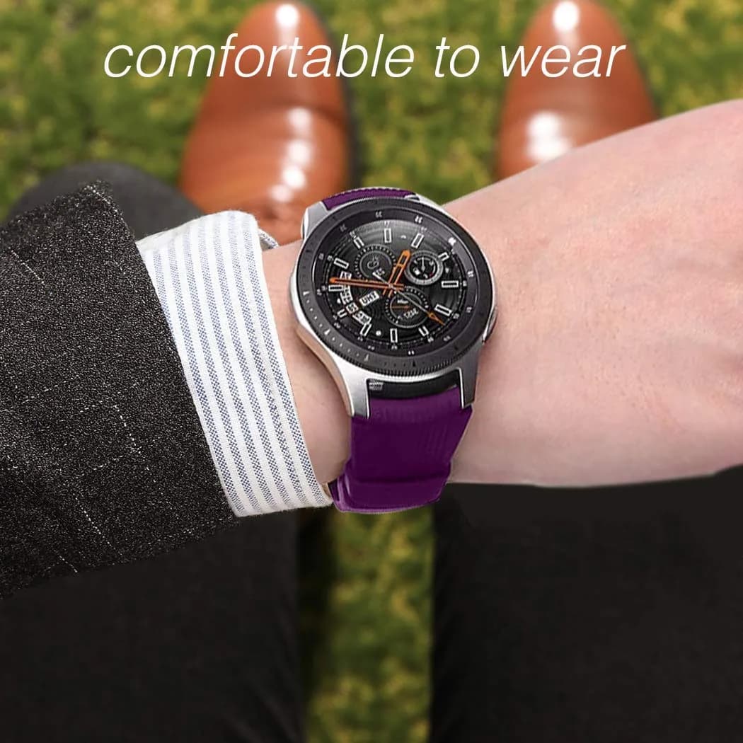 HSWAI 22mm Silicone Watch Band for Samsung Galaxy Watch 3 45mm/46mm, Gear S3 Classic/Frontier | Purple, Water Resistant Sports Strap - view 6