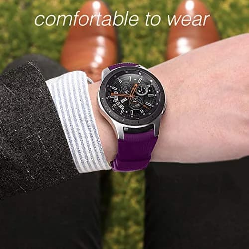 HSWAI 22mm Silicone Watch Band for Samsung Galaxy Watch 3 45mm/46mm, Gear S3 Classic/Frontier | Purple, Water Resistant Sports Strap thumbnail 6