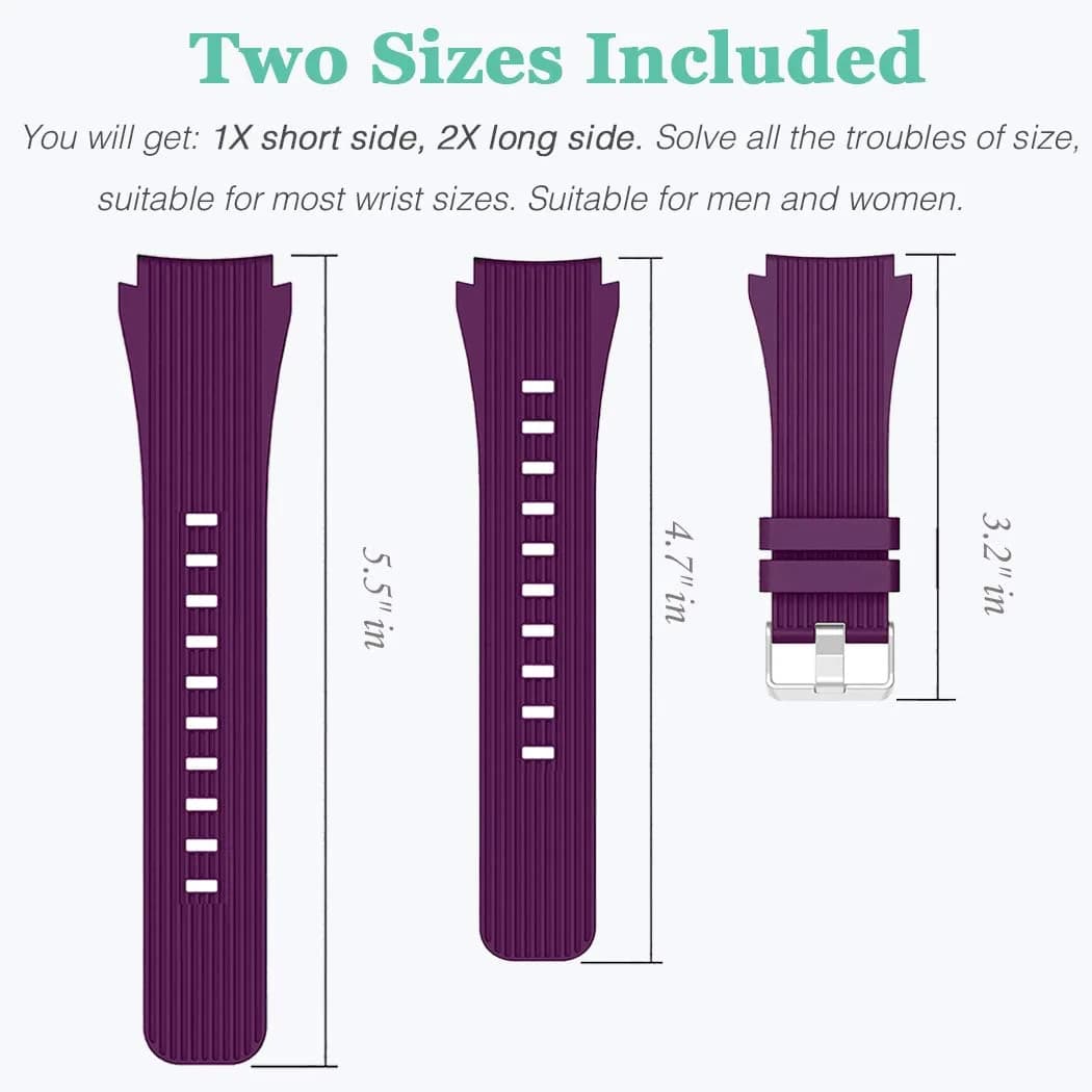 HSWAI 22mm Silicone Watch Band for Samsung Galaxy Watch 3 45mm/46mm, Gear S3 Classic/Frontier | Purple, Water Resistant Sports Strap - view 2