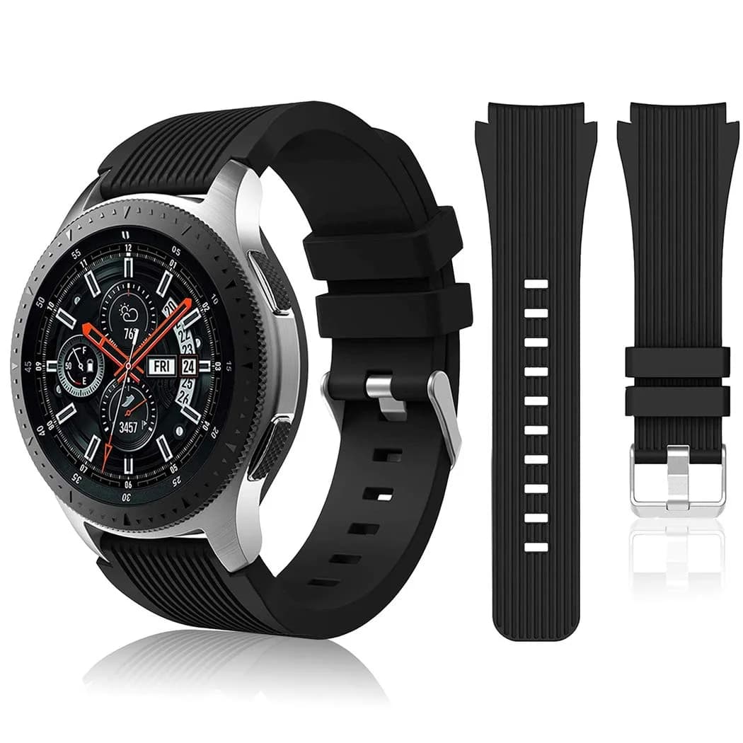 HSWAI 22mm Silicone Watch Band for Samsung Galaxy Watch 3 45mm/46mm & Gear S3 Classic/Frontier | Black - main product image