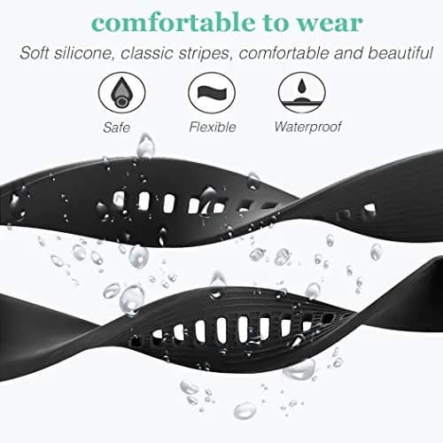 HSWAI 22mm Silicone Watch Band for Samsung Galaxy Watch 3 45mm/46mm & Gear S3 Classic/Frontier | Black thumbnail 4