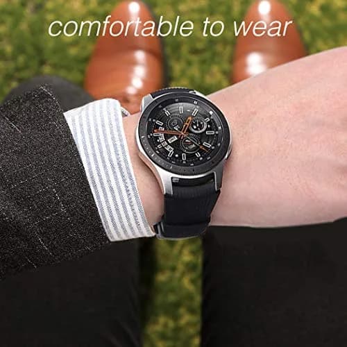 HSWAI 22mm Silicone Watch Band for Samsung Galaxy Watch 3 45mm/46mm & Gear S3 Classic/Frontier | Black thumbnail 6
