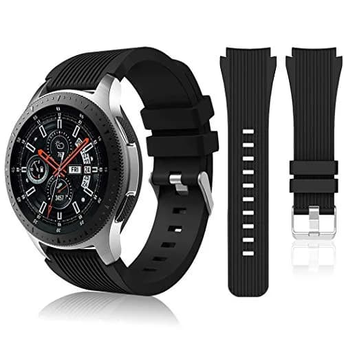 HSWAI 22mm Silicone Watch Band for Samsung Galaxy Watch 3 45mm/46mm & Gear S3 Classic/Frontier | Black thumbnail 1