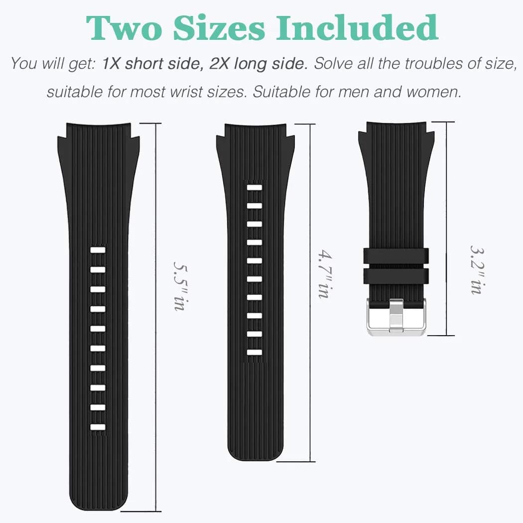 HSWAI 22mm Silicone Watch Band for Samsung Galaxy Watch 3 45mm/46mm & Gear S3 Classic/Frontier | Black - view 3