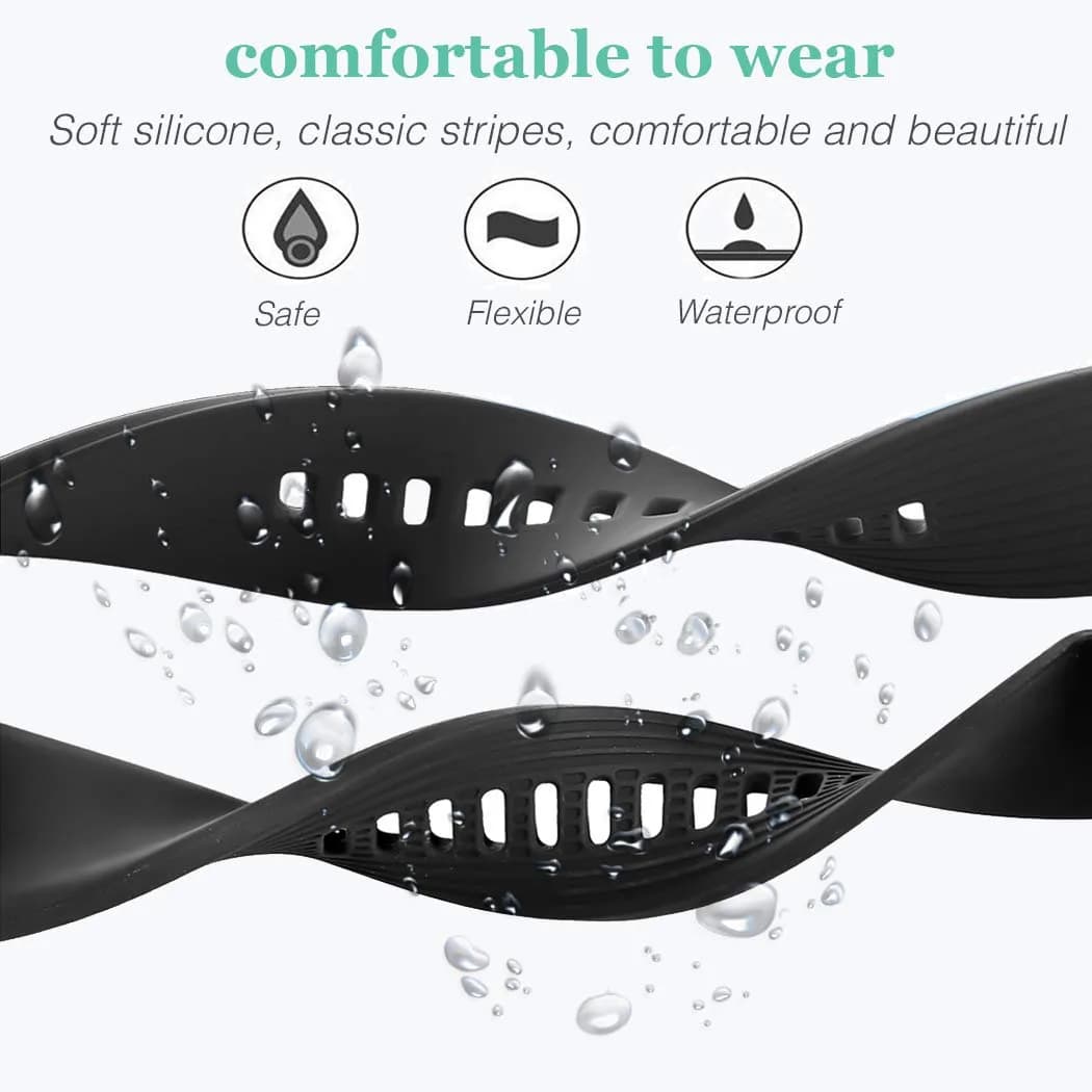 HSWAI 22mm Silicone Watch Band for Samsung Galaxy Watch 3 45mm/46mm & Gear S3 Classic/Frontier | Black - view 4