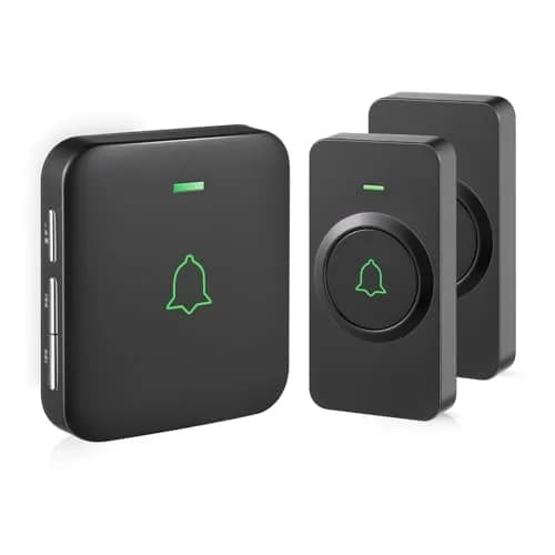 AVANTEK Wireless Doorbell Kit with 2 Black Transmitters & 1 Receiver | 1000 ft Range, 52 Melodies, IP55 Waterproof thumbnail 1