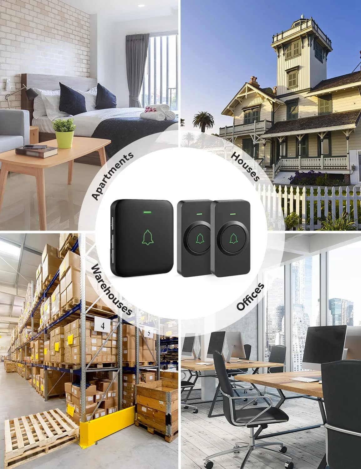 AVANTEK Wireless Doorbell Kit with 2 Black Transmitters & 1 Receiver | 1000 ft Range, 52 Melodies, IP55 Waterproof - view 8