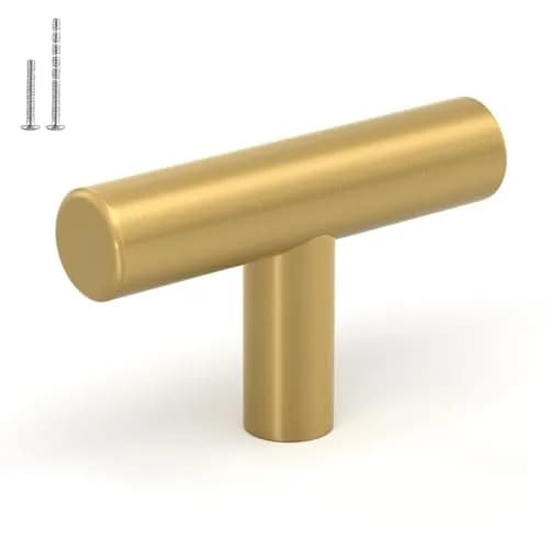 LONTAN 12 Pack Gold Cabinet Knobs, Brushed Brass, 2 Inch | Modern Stainless Steel Hardware for Cabinets thumbnail 1