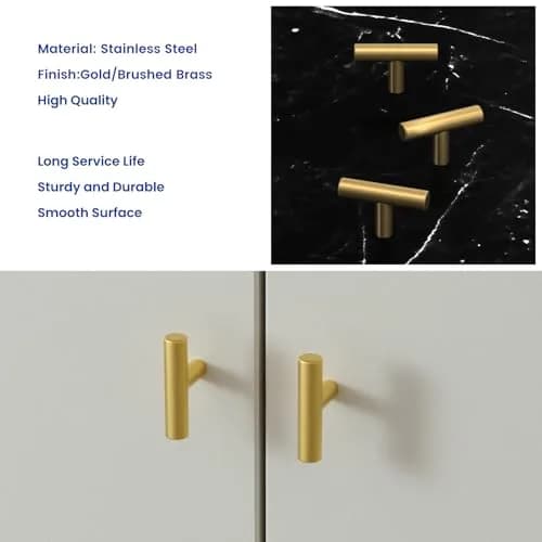 LONTAN 12 Pack Gold Cabinet Knobs, Brushed Brass, 2 Inch | Modern Stainless Steel Hardware for Cabinets thumbnail 7
