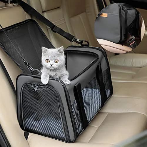 Akinerri Cat Carrier - Portable Foldable Soft-Sided Travel Bag for Pets up to 22 Lbs, Airline Approved, Collapsible, Brown thumbnail 5