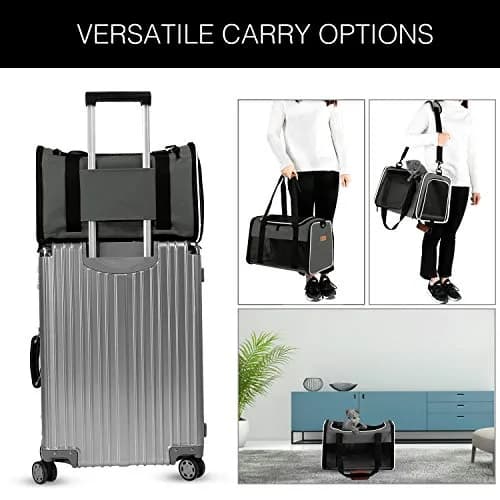 Akinerri Cat Carrier - Portable Foldable Soft-Sided Travel Bag for Pets up to 22 Lbs, Airline Approved, Collapsible, Brown thumbnail 6