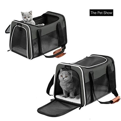 Akinerri Cat Carrier - Portable Foldable Soft-Sided Travel Bag for Pets up to 22 Lbs, Airline Approved, Collapsible, Brown thumbnail 3