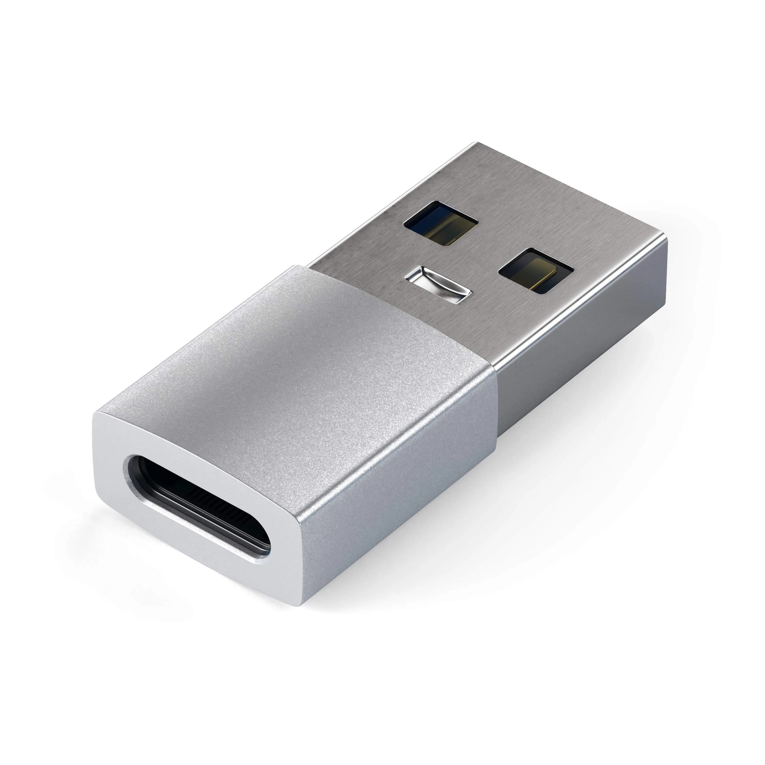 Satechi USB-A to USB-C Adapter, 10Gbps Data & 15W PD Charging, Silver | Connects USB-C Devices to USB-A Ports — Silver