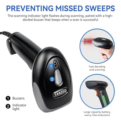 Yanzeo USB CCD Barcode Scanner Plug & Play for Office & Warehouse | 200 Scans/Sec, 1.5m Drop Resistant thumbnail 4