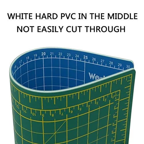 WORKLION Self Healing Cutting Mat: 12''x9'' Double Sided Craft Cutting Mat for Sewing, Fabric, Quilting - 5-Ply Slip-Resistant Hobby Cutting Board for DIY Projects (Green/Blue) thumbnail 5