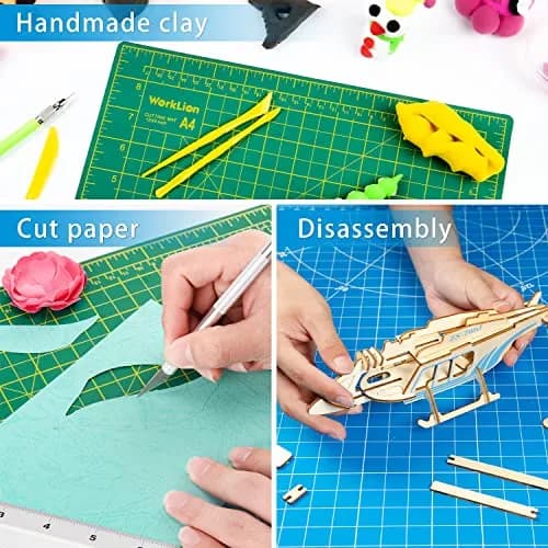 WORKLION Self Healing Cutting Mat: 12''x9'' Double Sided Craft Cutting Mat for Sewing, Fabric, Quilting - 5-Ply Slip-Resistant Hobby Cutting Board for DIY Projects (Green/Blue) thumbnail 6
