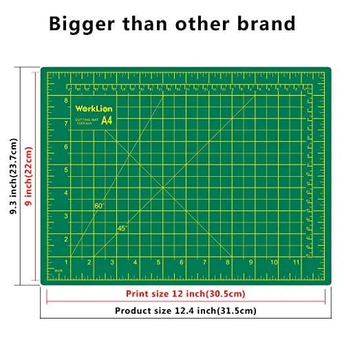 WORKLION Self Healing Cutting Mat: 12''x9'' Double Sided Craft Cutting Mat for Sewing, Fabric, Quilting - 5-Ply Slip-Resistant Hobby Cutting Board for DIY Projects (Green/Blue) thumbnail 2
