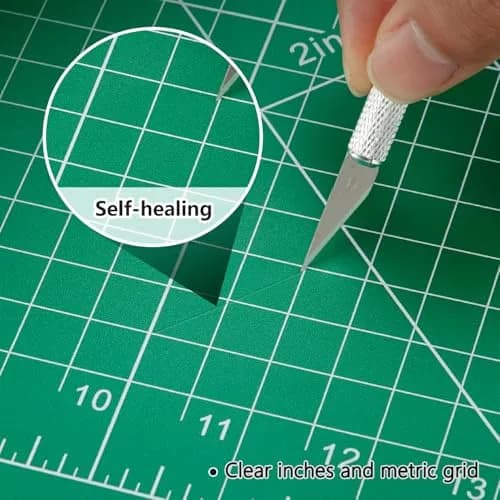 WORKLION Self Healing Cutting Mat: 12''x9'' Double Sided Craft Cutting Mat for Sewing, Fabric, Quilting - 5-Ply Slip-Resistant Hobby Cutting Board for DIY Projects (Green/Blue) thumbnail 3