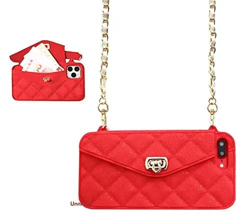 UnnFiko Red Wallet Case for iPhone XS Max | Luxury Bag Design with Shoulder Strap thumbnail 1