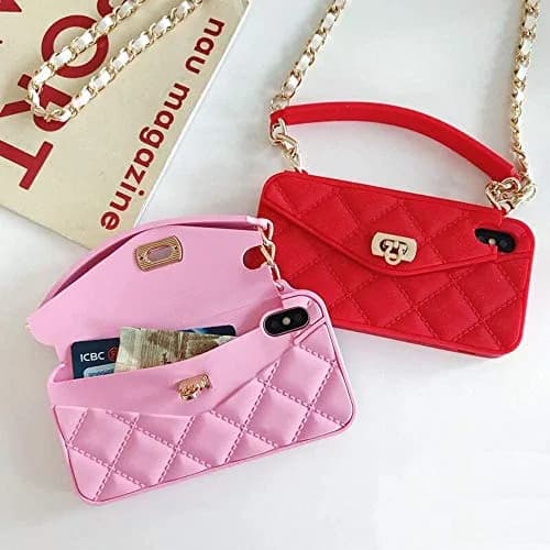 UnnFiko Red Wallet Case for iPhone XS Max | Luxury Bag Design with Shoulder Strap thumbnail 3