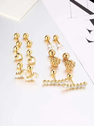 Blulu Stainless Steel Tragus Cartilage Earrings 6-Pair Set | Chic Body Piercing Jewelry for Men & Women thumbnail 5